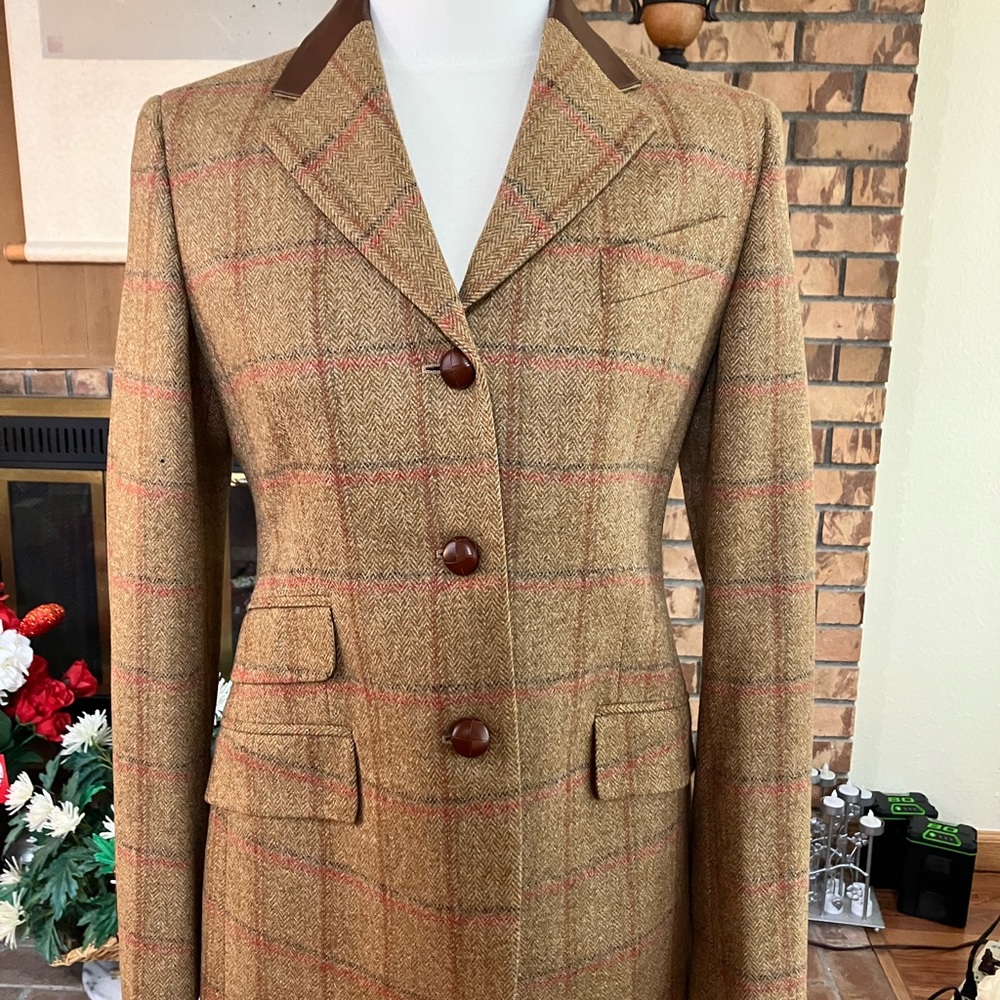 Brooks Brothers NWT Women's Cashmere-Wool Blend Tan Plaid Riding Jacket/Blazer